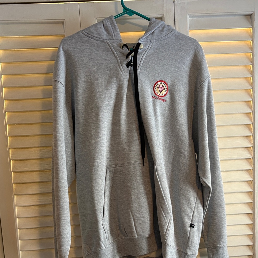 Light Gray Men's Hoodie with Embroidered Patch